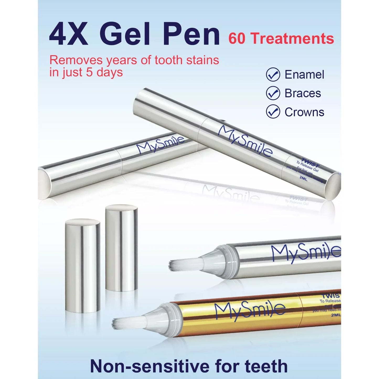 Deluxe Teeth Whitening Kit with 28-LED Light, 4X Teeth Whitening Pen Whitening Gel Refills, 10Min Result, Remove 10 Years of Stains