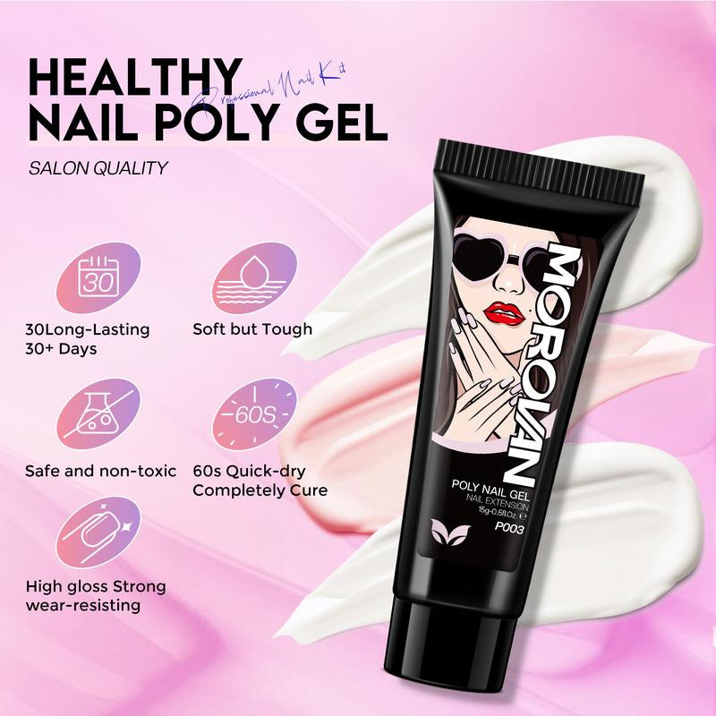 Morovan Poly Nail Gel Kit - 12 Colors Poly Gel Nail Kit with UV Light and Nail Drill for Beginners Poly Gel Extension Nail Kit All-In-One Nail Manicure Set DIY Salon Nail Art at Home