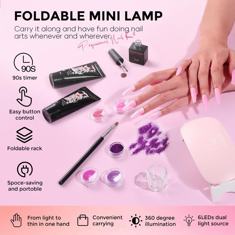 Morovan Poly Nail Gel Kit - 12 Colors Poly Gel Nail Kit with UV Light and Nail Drill for Beginners Poly Gel Extension Nail Kit All-In-One Nail Manicure Set DIY Salon Nail Art at Home