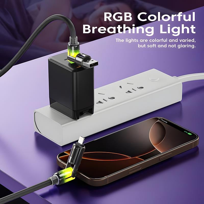 50W USB C Fast Charging Adapter Fast Charger with 6.6Ft 4-In-1 USB A+Type C Data Sync Led Cable for Iphone 16/15/14/13/12 Pro Max/Ipad/Airpods/Samsng/Xiaomi Series Phone Accessories