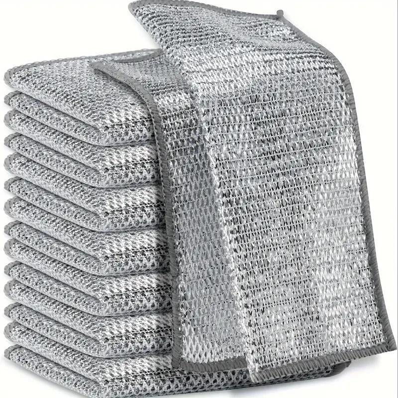20 Counts Multipurpose Wire Dishwashing Rags,Double-Layer Dishwashing Cloth, Non-Scratch Wire Dishcloth Forkitchen,Gift Double Layer Cleaning Hand