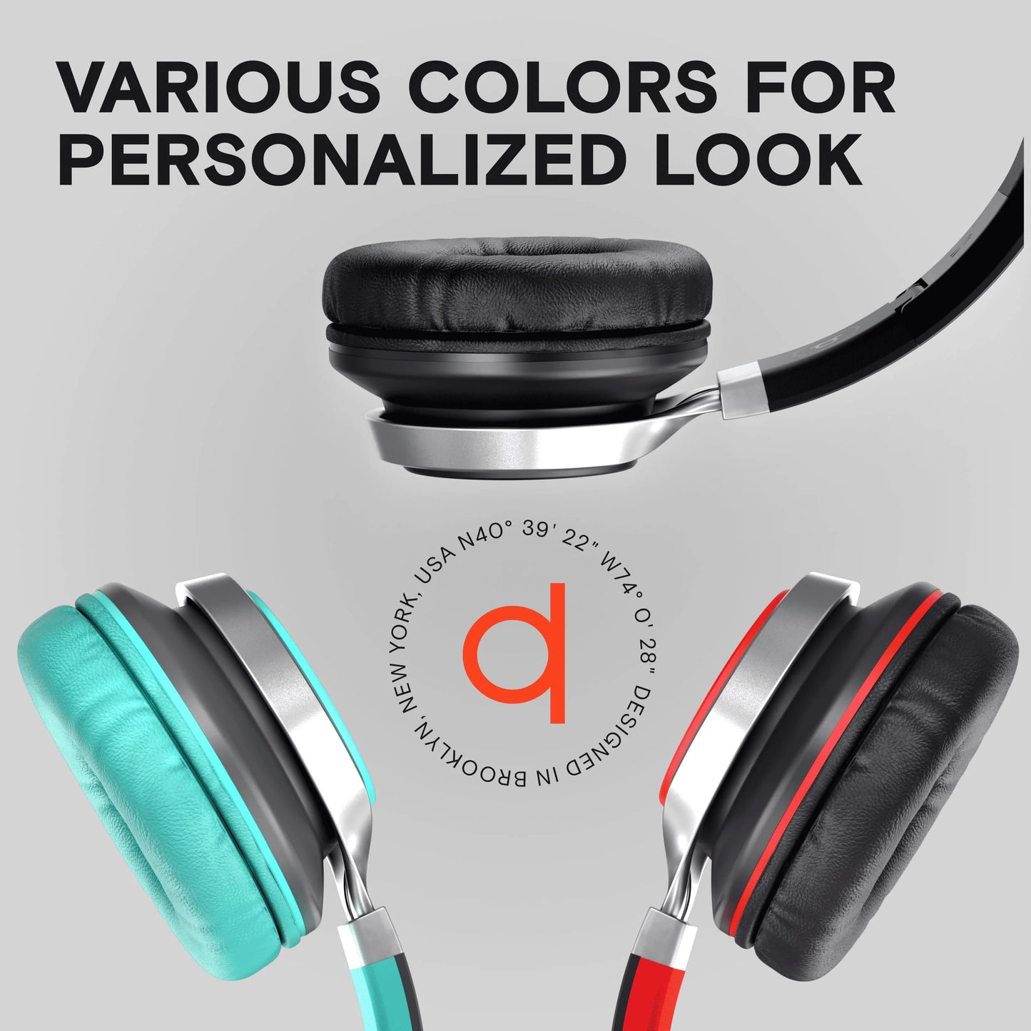 CL750 Wired Headphones with Microphone, On-Ear Head Phones with Mic, Turquoise