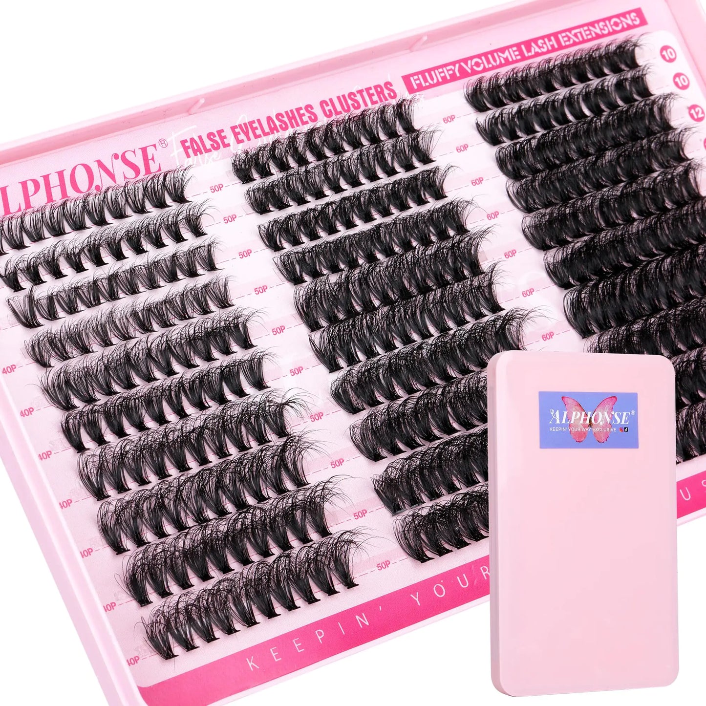 Lash Clusters Fluffy Lash Extension 10-18mm Wispy Cluster Eyelash Extensions DIY Individual Lashes ALPHONSE Pestañas Pelo a Pelo (40D+50D+60D, 300pcs) Ⅳ Fluffy 40+50+60D