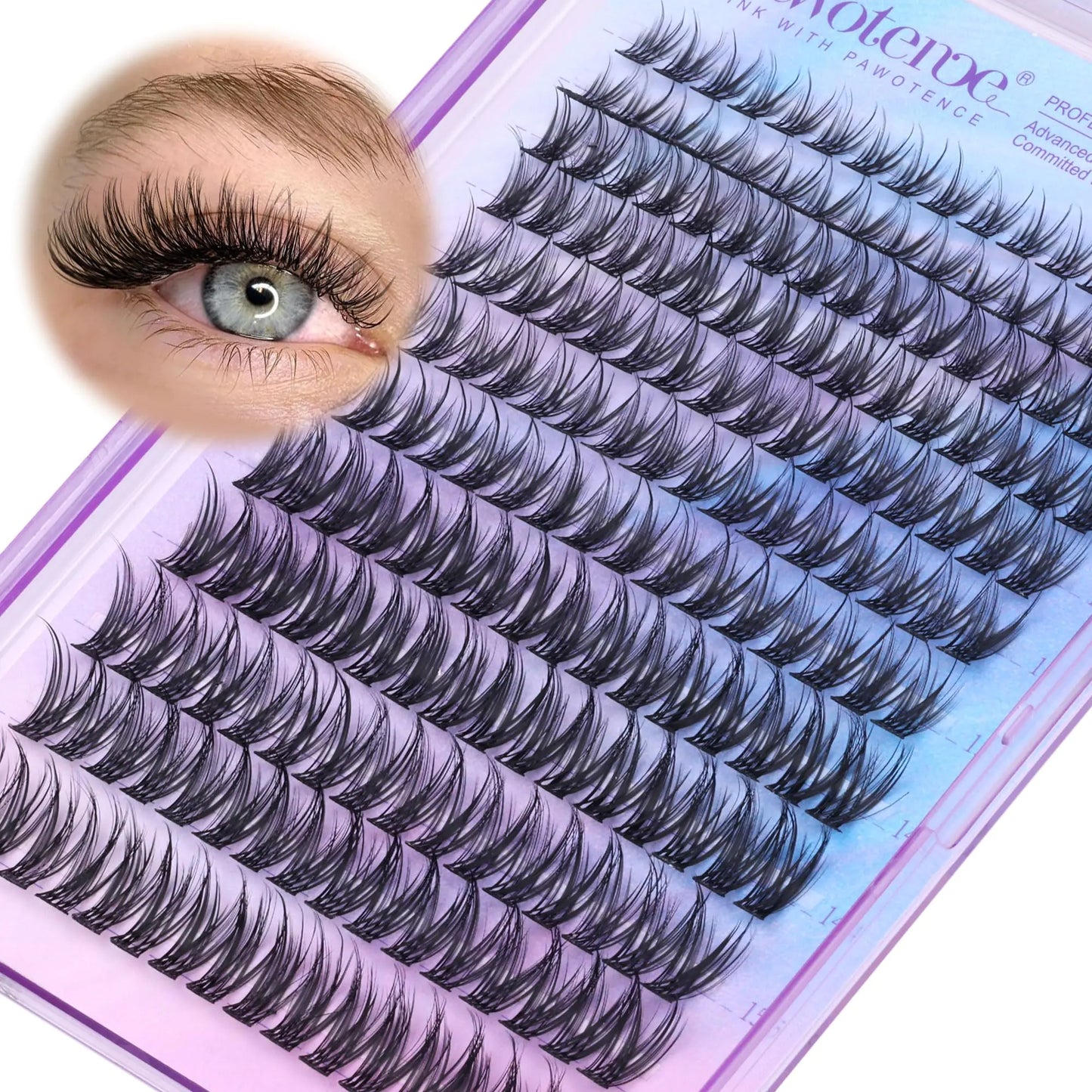 Pawotence Lash Clusters Wispy 9-16mm Individual Lashes Cluster Eyelash Extensions 192pcs Lash Extension DIY Soft Natural Eyelash Clusters with Thin Band CLUSTERS - Natural