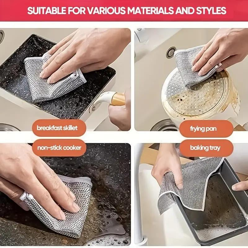 20 Counts Multipurpose Wire Dishwashing Rags,Double-Layer Dishwashing Cloth, Non-Scratch Wire Dishcloth Forkitchen,Gift Double Layer Cleaning Hand