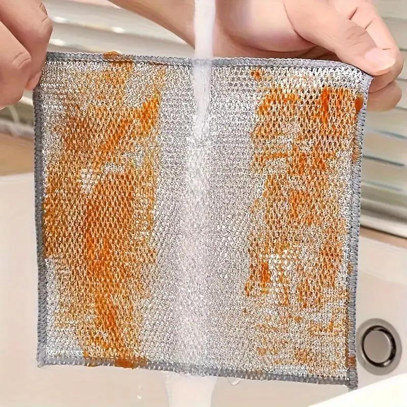 20 Counts Multipurpose Wire Dishwashing Rags,Double-Layer Dishwashing Cloth, Non-Scratch Wire Dishcloth Forkitchen,Gift Double Layer Cleaning Hand