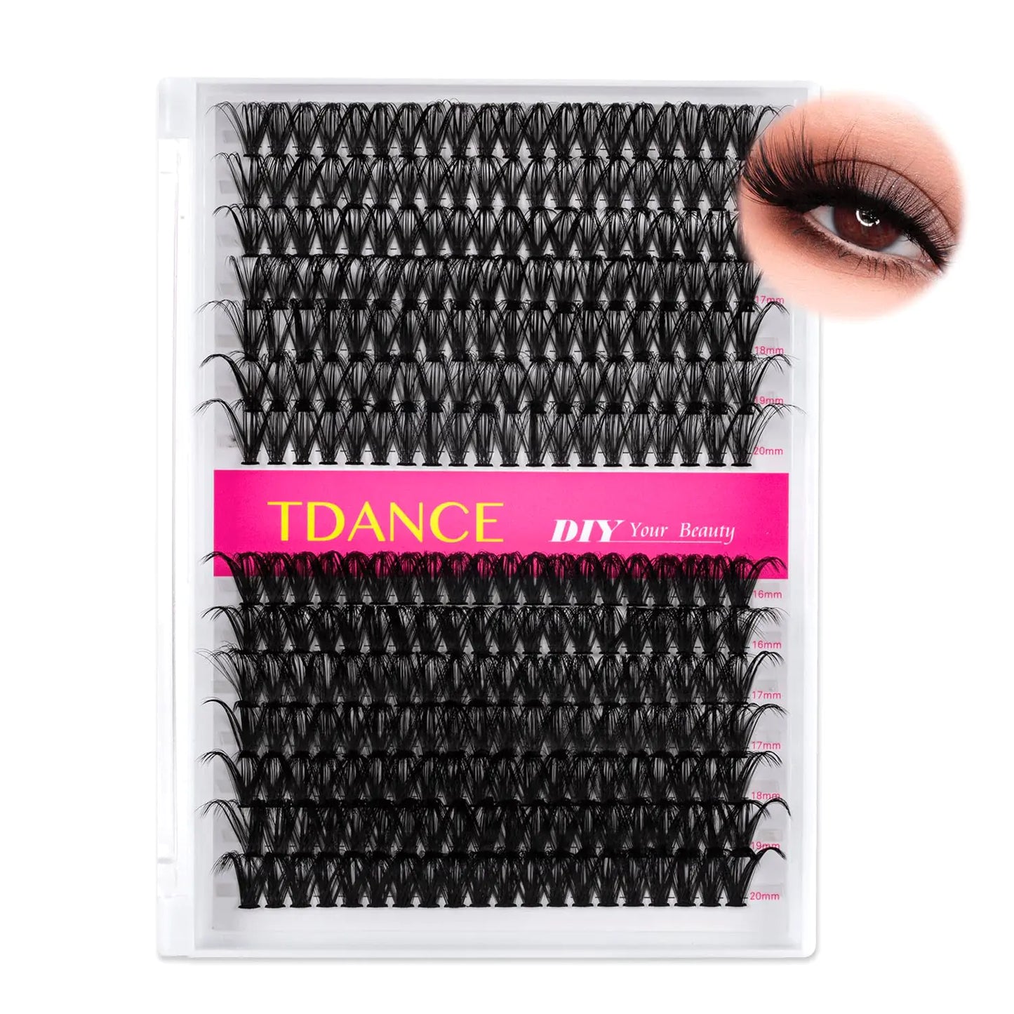 TDANCE Lash Clusters DIY Eyelash Extensions 280 Pcs 40D+50D Cluster Lashes C D Curl Individual Lashes Cluster Reusable Soft & Comfortable DIY Lash Extensions at Home(40D+50D,C Curl,16-20mm) 40D+50D-Long-C