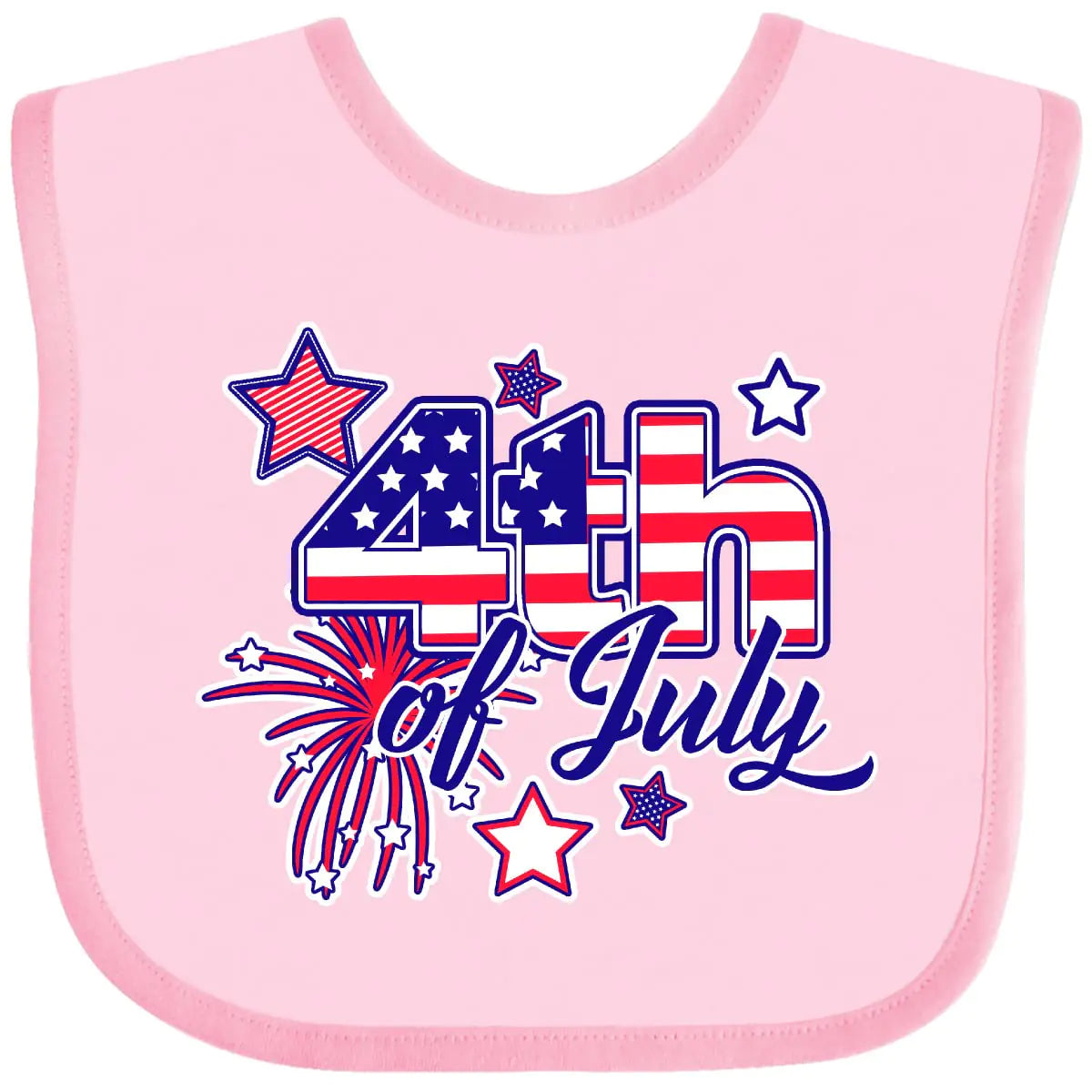 inktastic 4th Of July Fireworks Stars and American Flag Baby Bib Pink 29cc6