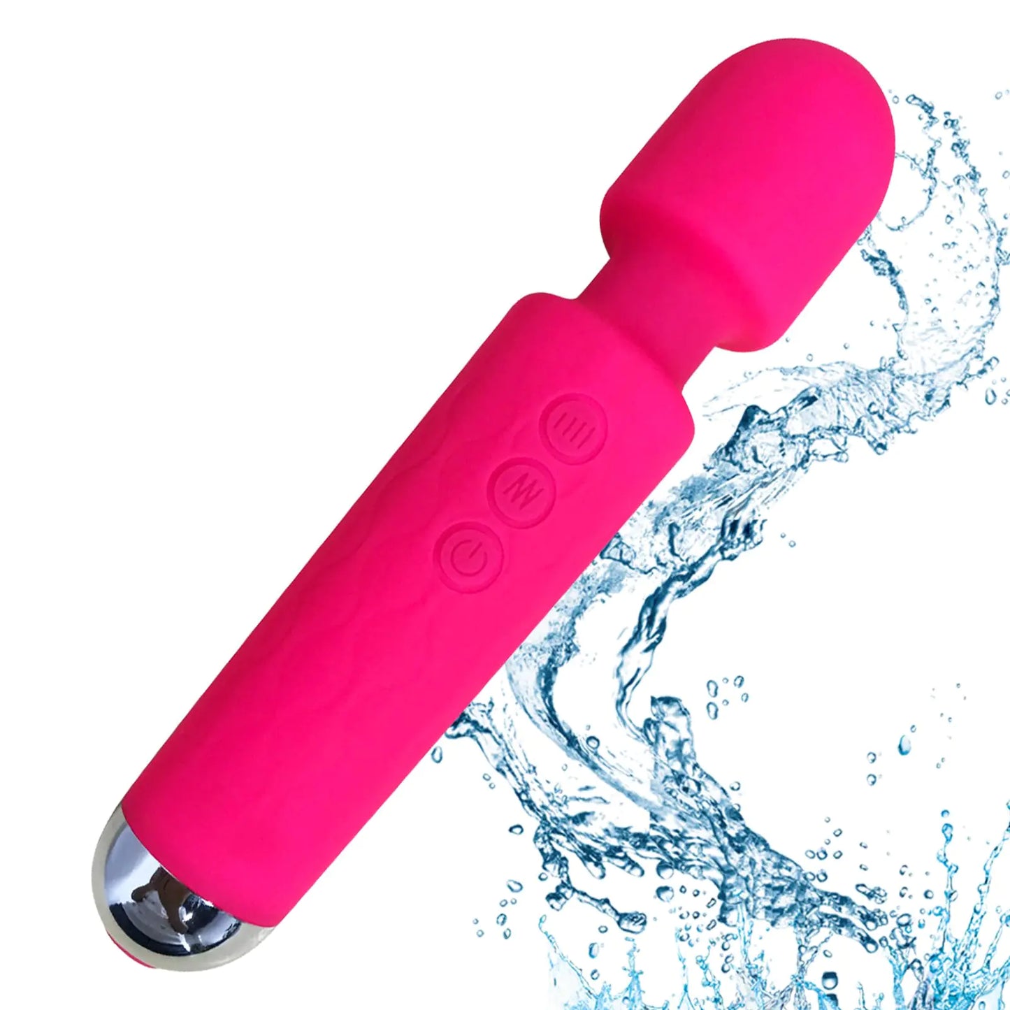 Powerful Hand held Cordless Personal Wand Massager with Memory Feature USB Rechargeable Massage Travel Waterproof 20 Vibration Patterns 8 Speeds Skin Soft Silicone - Magic Stress Away