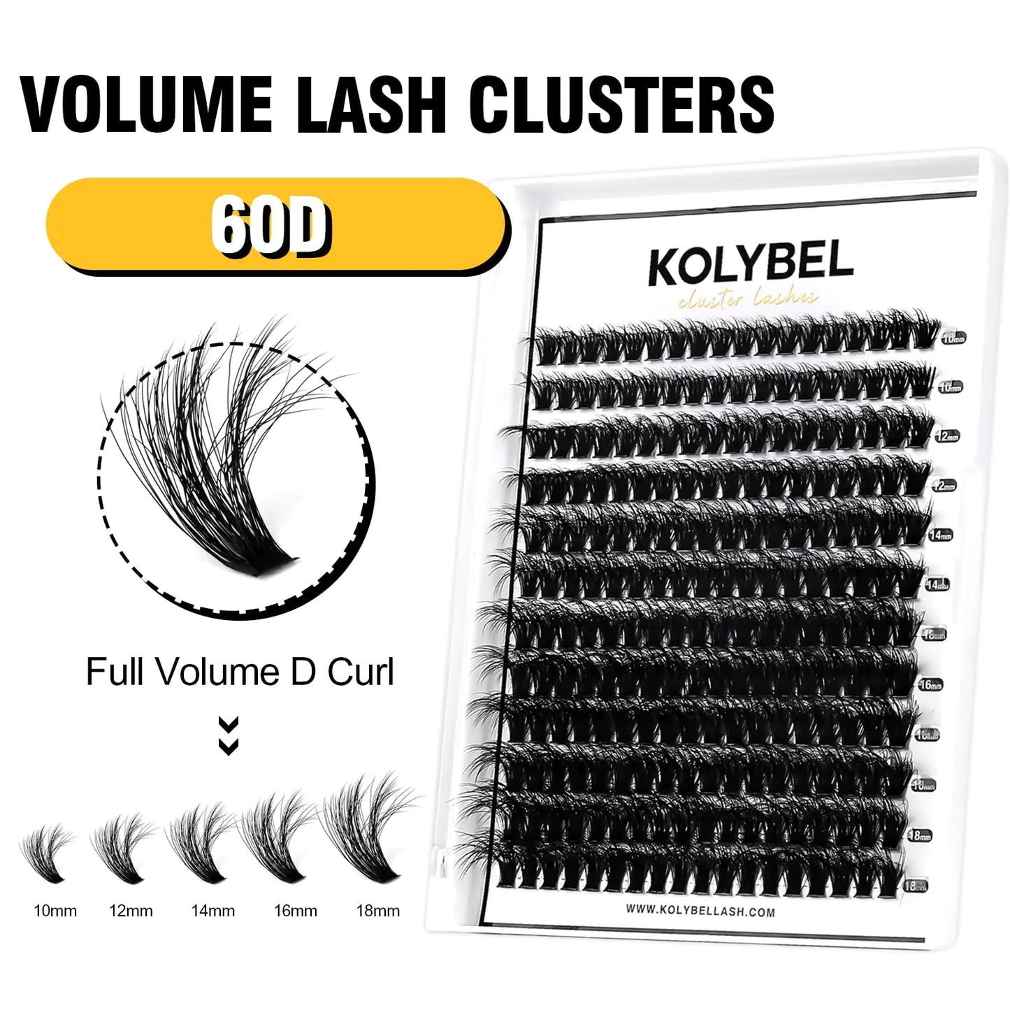 KOLYBEL Lashes Clusters Thick Eyelash Extensions with Thick Lash Clusters,Thick Lash Clusters Individual Lashes D Curl Lash Clusters, Individual Lashes Cluster Lashes Extension(Thick 60D) Lashes|60D