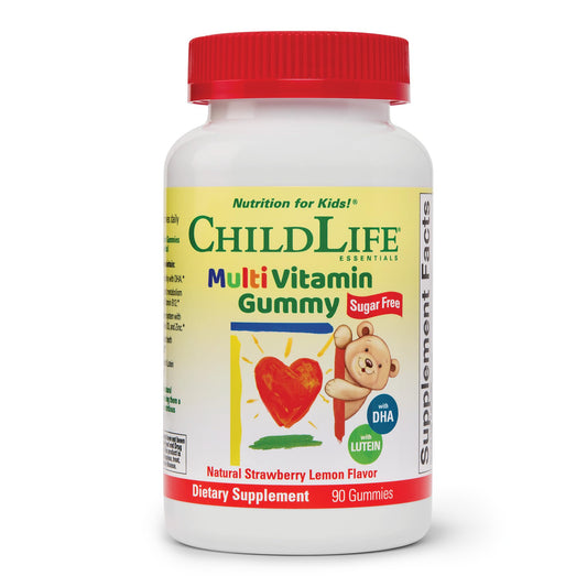 CHILDLIFE ESSENTIALS Multivitamin Gummies for Kids - Childrens Vitamins Kids Multivitamins with DHA Sugar Free - Natural Strawberry 90 Count