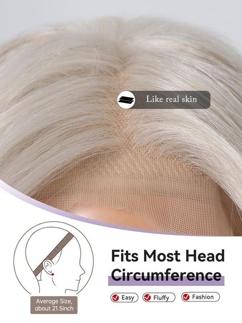 22 Inch Long Straight Wigs for Women, Gorgeous Fluffy Wigs without Bangs, Synthetic Lace Front Wigs for Party, Daily Use