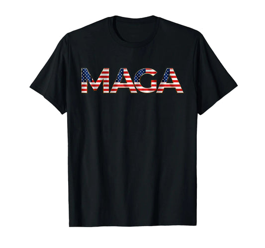 MAGA USA Flag Letters 4th of July 2024 President Trump Tee T-Shirt