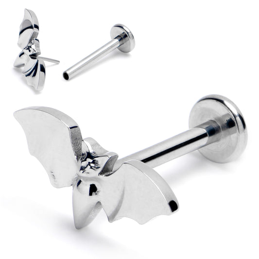 16G 3/8 G23 Titanium Bat Threadless Push In Labret Monroe Tragus