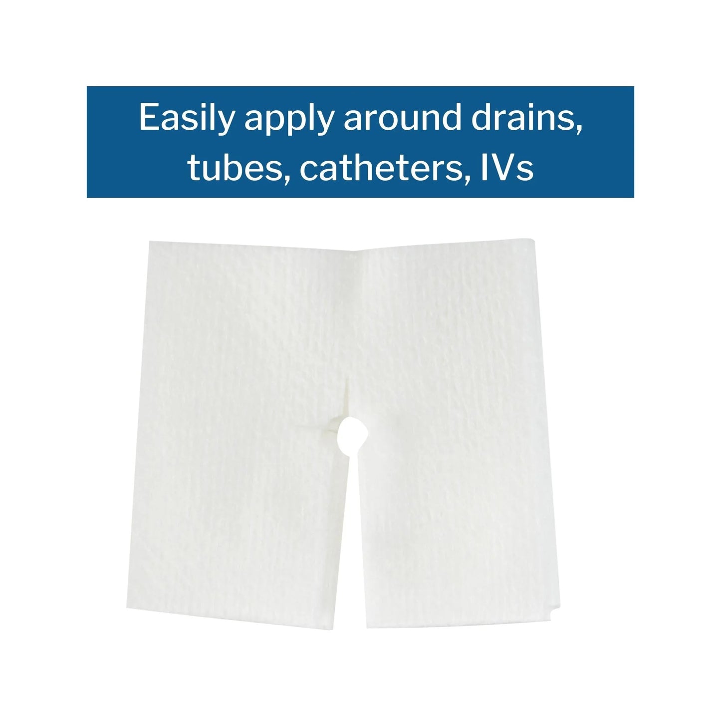 Split Sponges, Sterile, I.V. and Tracheostomy Dressings, Polyester and Rayon Blend, 6-Ply, 4 In. X 4 In., 2 per Pack, 25 Packs, 50 Total