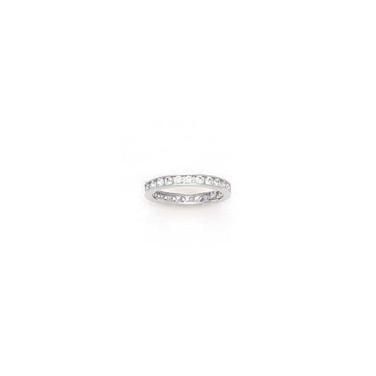 Solid 14k White Gold Cubic Zirconia Eternity Toe Ring - Size 4.5