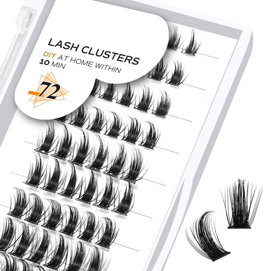 Lash Clusters B37 D Curl Manga Lashes 72 Clusters Lashes DIY Eyelash Extensions Anime Lashes Soft Wispy Eyelash Clusters Extensions Spiky Individual Lashes Cluster DIY at Home (B37,D-8-16MIX) D-8-16 MIX B 37