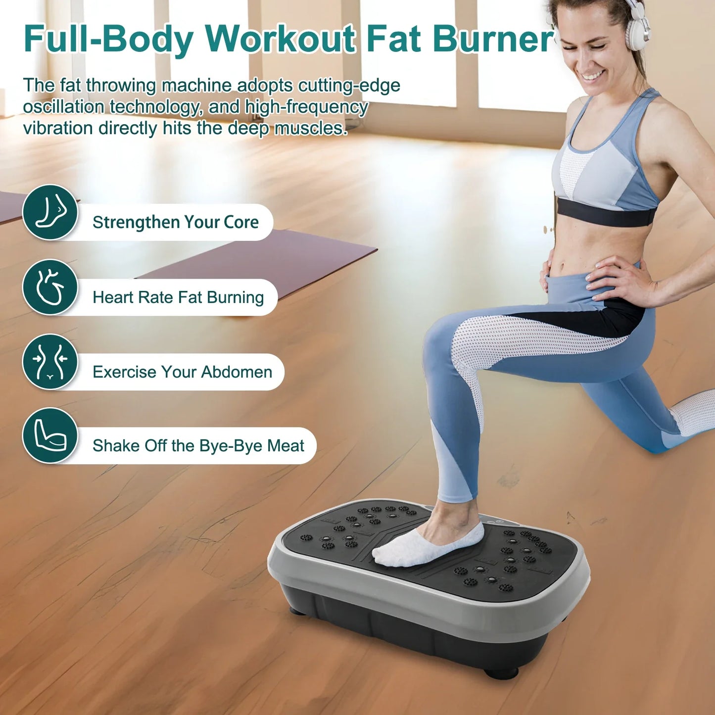 Portable Fat-Burning Vibration Plate Platform – Whole Body Workout Shaping Machine for Home Fitness