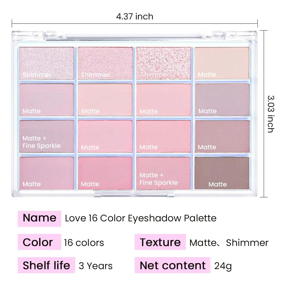 16Colors Pink Nude Taupe Basics Matte Eyeshadow Palette,Muted Pink Eye Shadow Makeup Travel Makeup Palette all in one Long Lasting Waterproof Ultra-Blendable,Great for Travel Gift Kit 02#Pink Nude Taupe