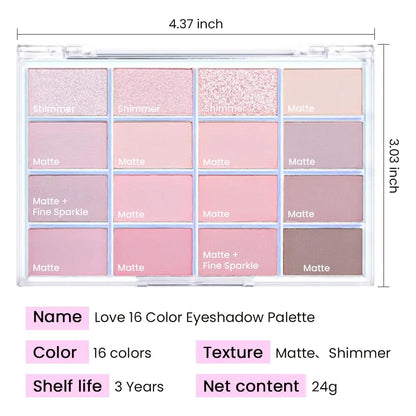 16Colors Pink Nude Taupe Basics Matte Eyeshadow Palette,Muted Pink Eye Shadow Makeup Travel Makeup Palette all in one Long Lasting Waterproof Ultra-Blendable,Great for Travel Gift Kit 02#Pink Nude Taupe