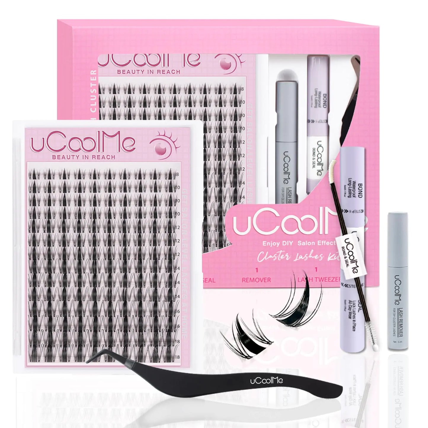 Venus Lash Clusters Kit 5-16mm False Eyelashes Clusters-Eyelash Clusters Natural Lashes DIY Lash Extensions Kit -Fake Eyelashes Clusters Wispy Lash Clusters with Invisible Lash Band & Bottom Lashes Venus-Kit