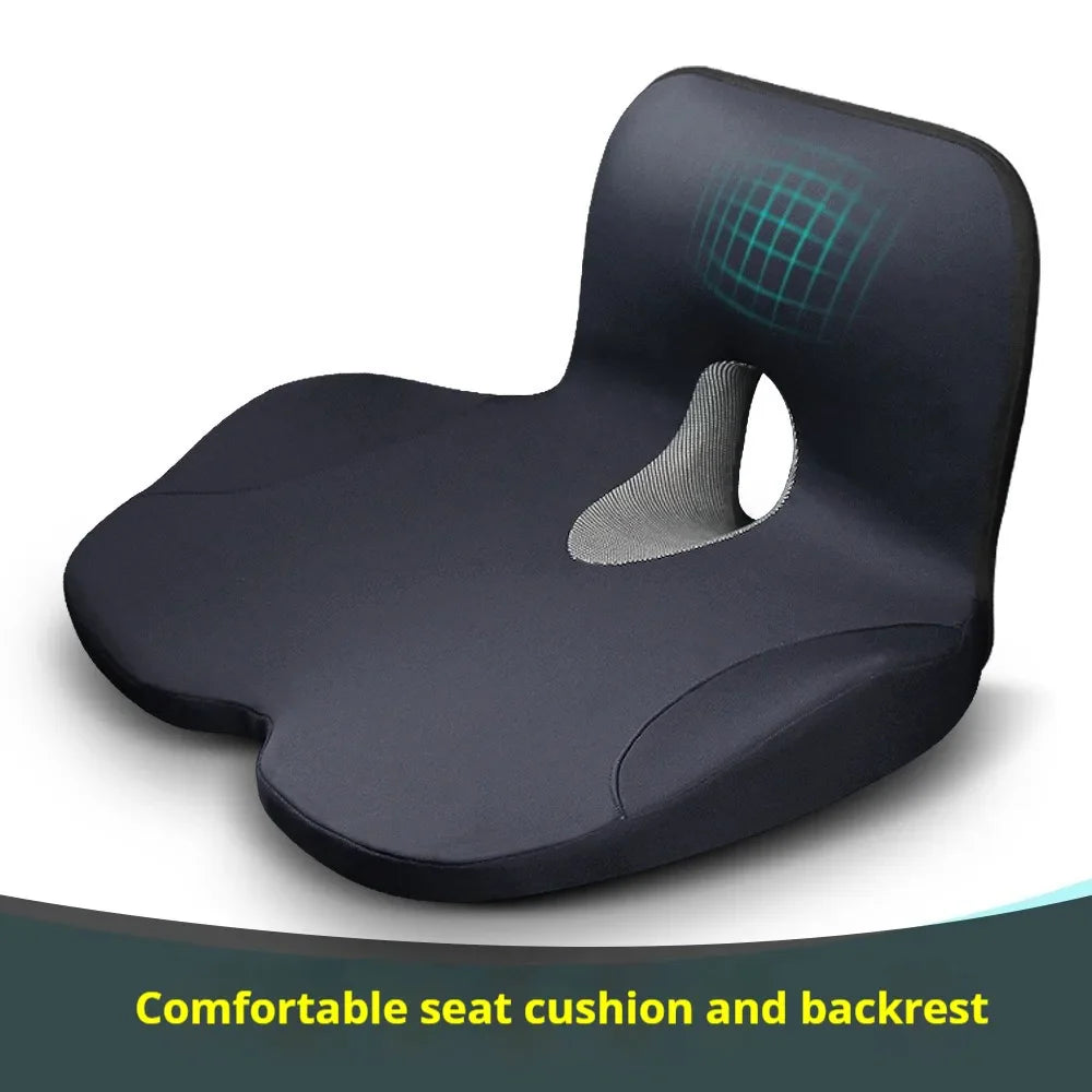 Memory Foam Office Chair Cushion with Ergonomic Backrest Support