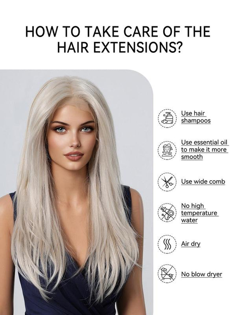 22 Inch Long Straight Wigs for Women, Gorgeous Fluffy Wigs without Bangs, Synthetic Lace Front Wigs for Party, Daily Use