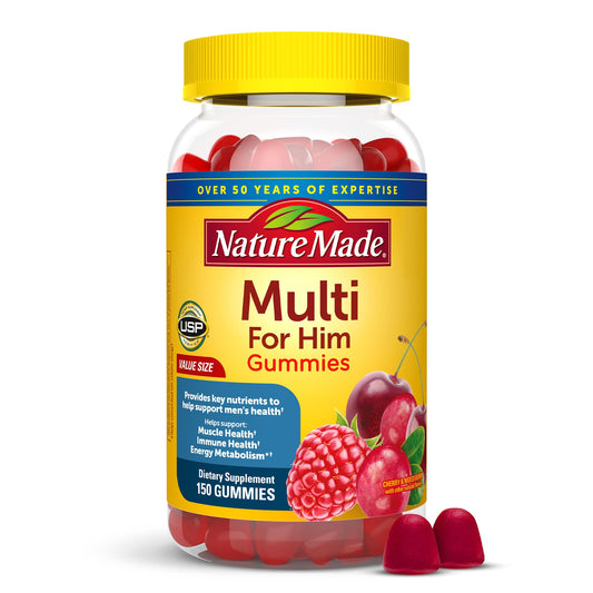 Nature Made Multi for Him Multivitamin for Men for Energy Metabolism Support Mens Multivitamins 150 Gummy Vitamins and Minerals 75 Day Supply