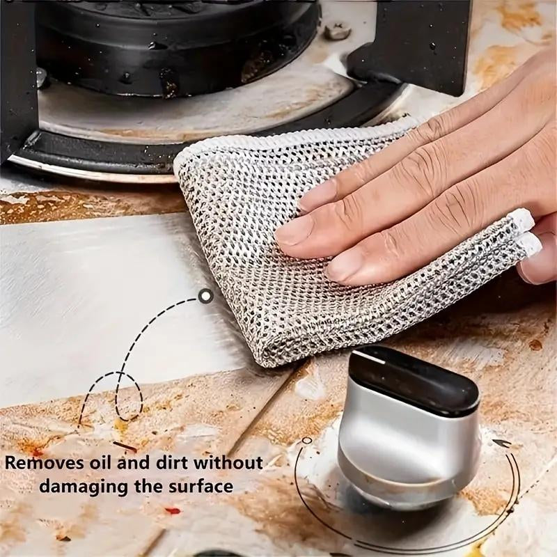20 Counts Multipurpose Wire Dishwashing Rags,Double-Layer Dishwashing Cloth, Non-Scratch Wire Dishcloth Forkitchen,Gift Double Layer Cleaning Hand