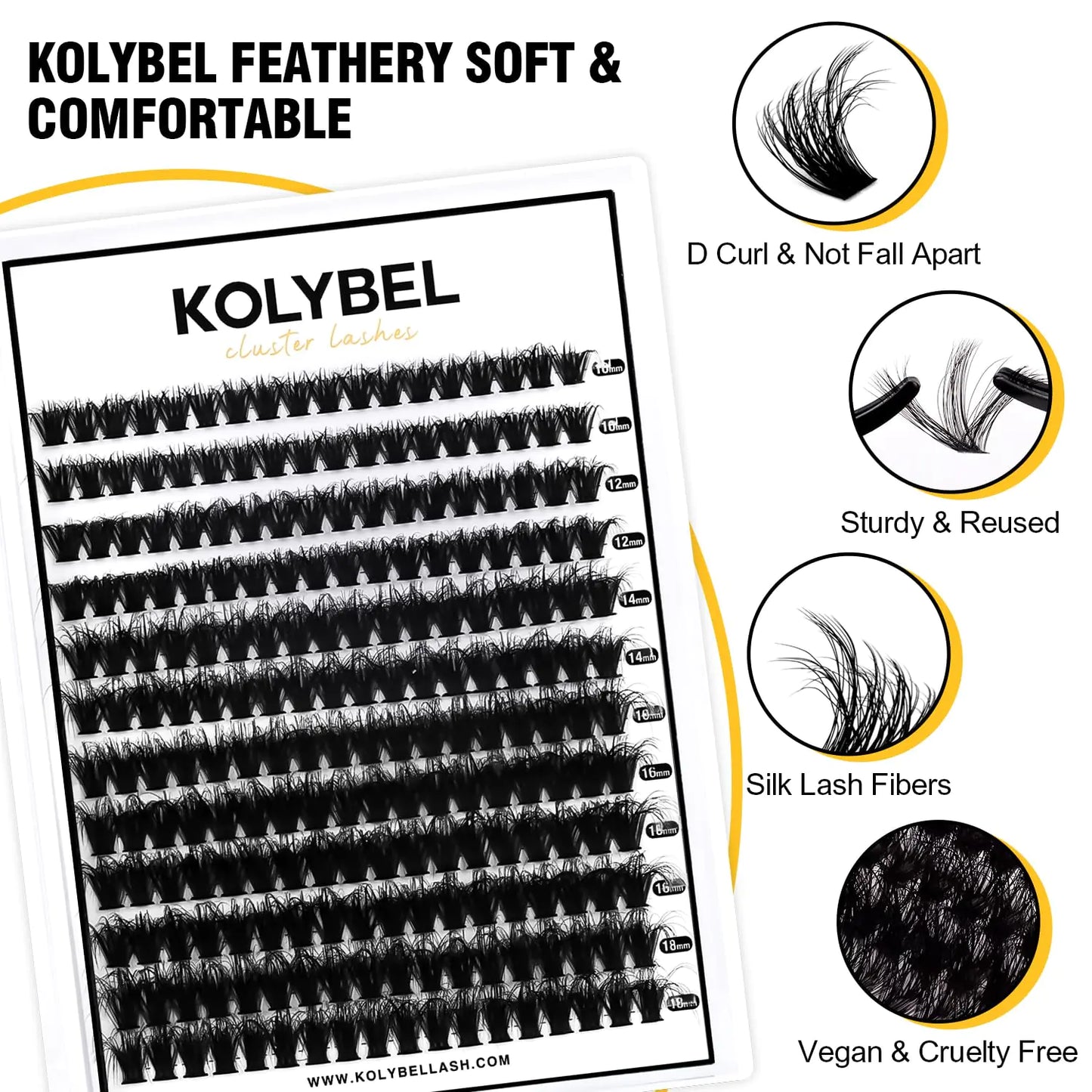 KOLYBEL Lashes Clusters Thick Eyelash Extensions with Thick Lash Clusters,Thick Lash Clusters Individual Lashes D Curl Lash Clusters, Individual Lashes Cluster Lashes Extension(Thick 60D) Lashes|60D