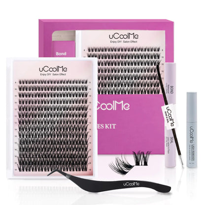 Venus Lash Clusters Kit 5-16mm False Eyelashes Clusters-Eyelash Clusters Natural Lashes DIY Lash Extensions Kit -Fake Eyelashes Clusters Wispy Lash Clusters with Invisible Lash Band & Bottom Lashes Venus-Kit