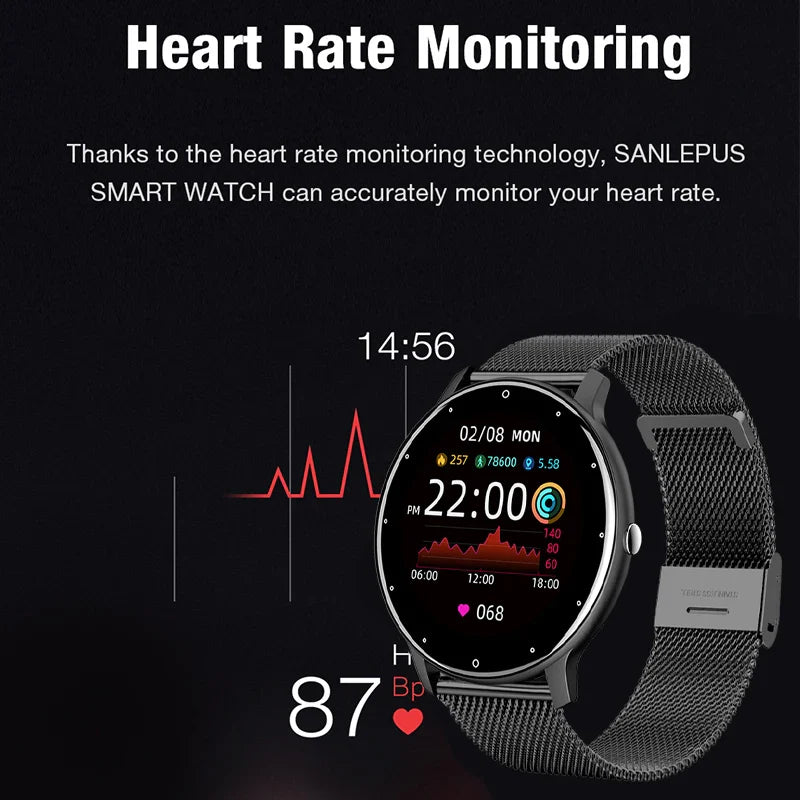 AquaSport™ Waterproof Smartwatch – Rose Gold Mesh Band & Fitness Tracker