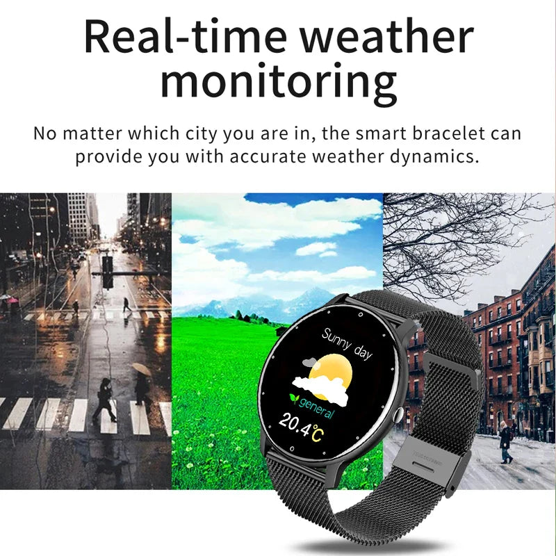 AquaSport™ Waterproof Smartwatch – Rose Gold Mesh Band & Fitness Tracker