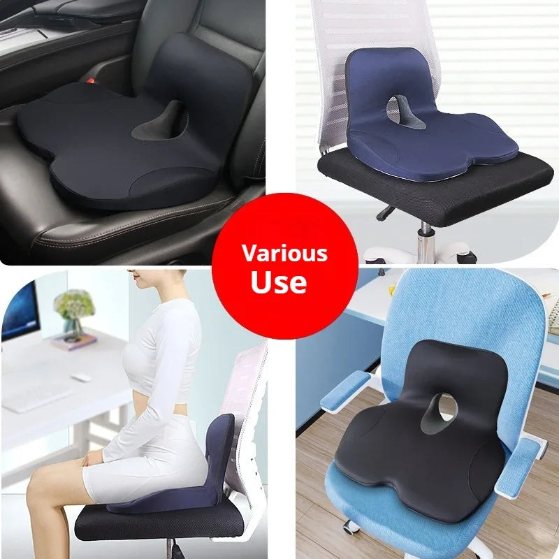 Memory Foam Office Chair Cushion with Ergonomic Backrest Support