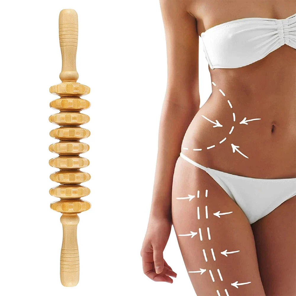 LymphaRoll™ Wooden Massage Roller Stick – Lymphatic Drainage & Muscle Relaxation Tool
