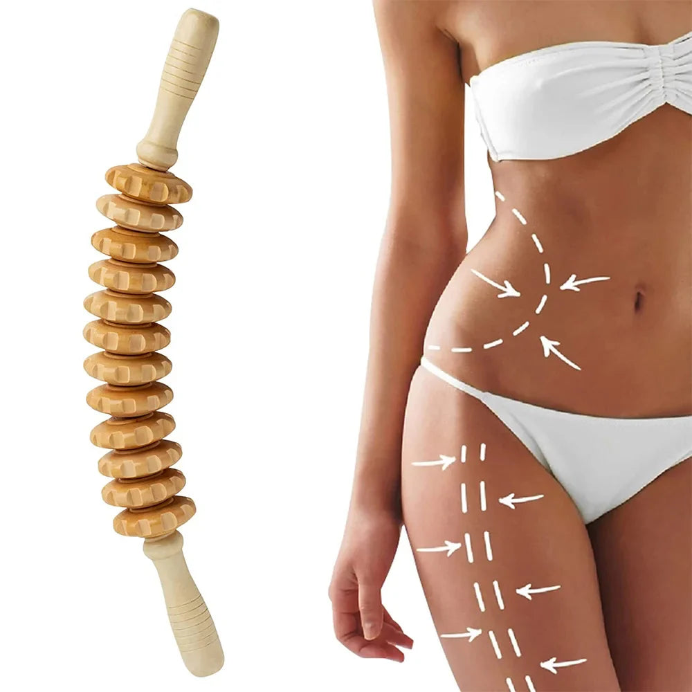 LymphaRoll™ Wooden Massage Roller Stick – Lymphatic Drainage & Muscle Relaxation Tool