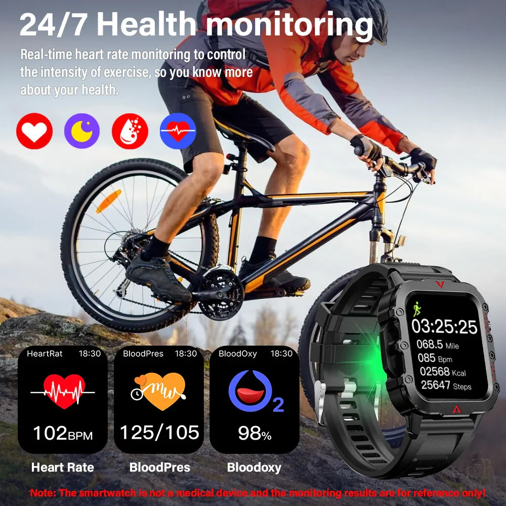 TactiGear™ Outdoor Military Smartwatch – Multi-Sports & Fitness Tracker