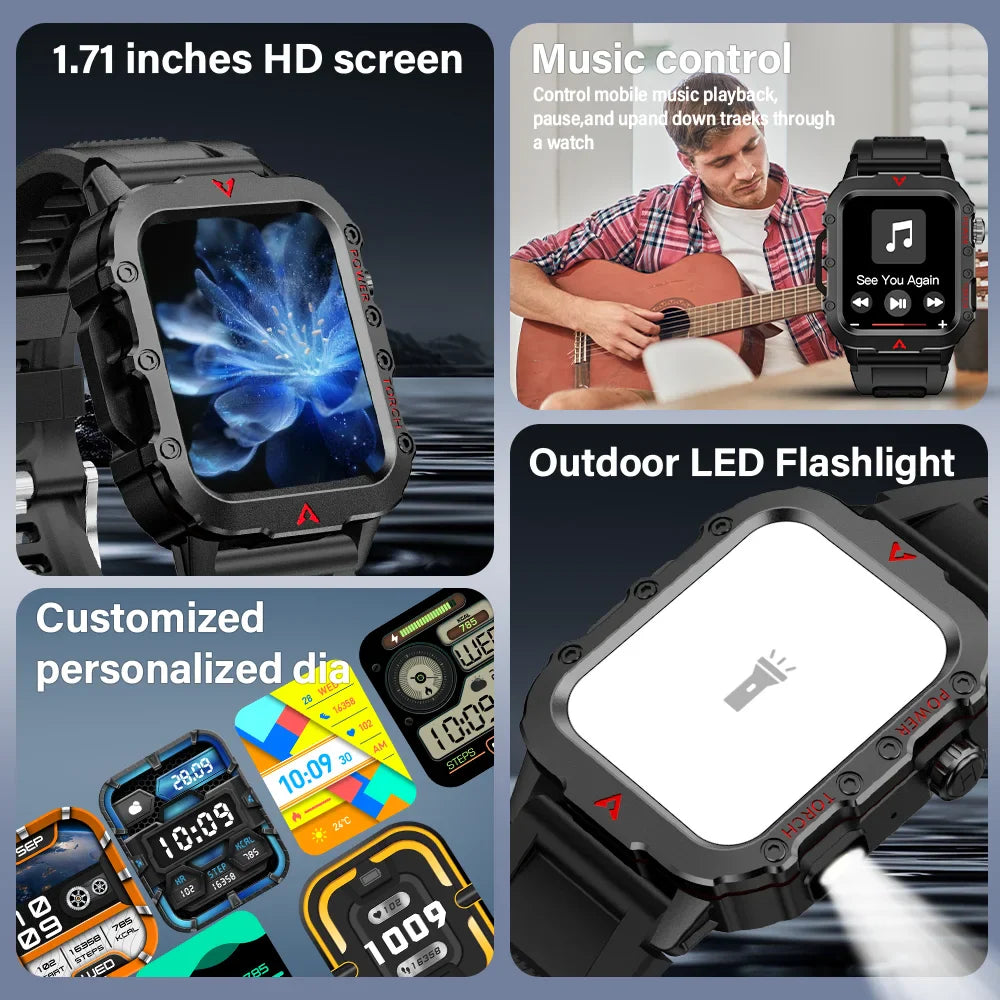 TactiGear™ Outdoor Military Smartwatch – Multi-Sports & Fitness Tracker