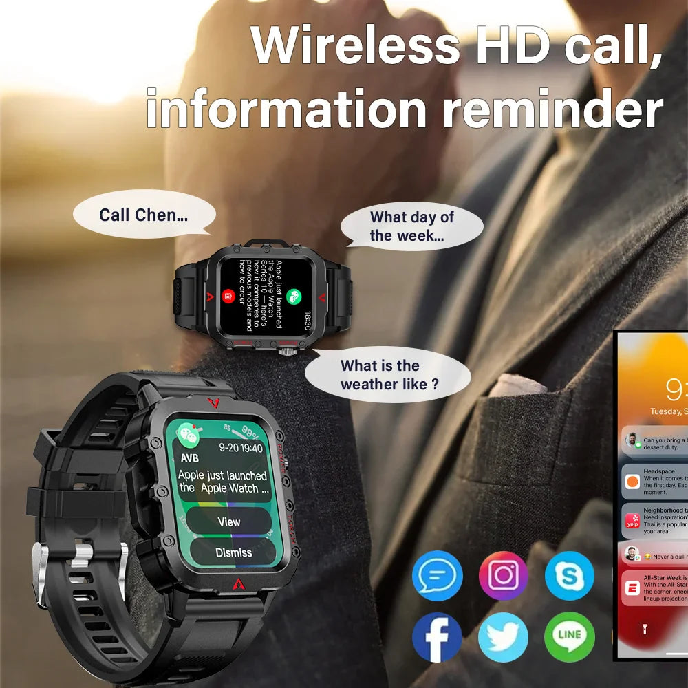 TactiGear™ Outdoor Military Smartwatch – Multi-Sports & Fitness Tracker