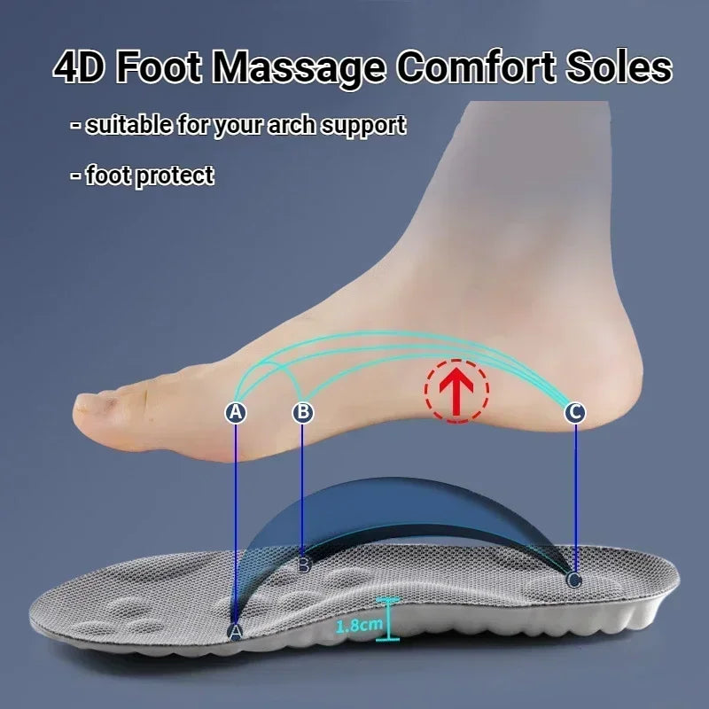 SoleEase™ 4D Massage Shoe Insoles – Latex Cushioning & Foot Pain Relief