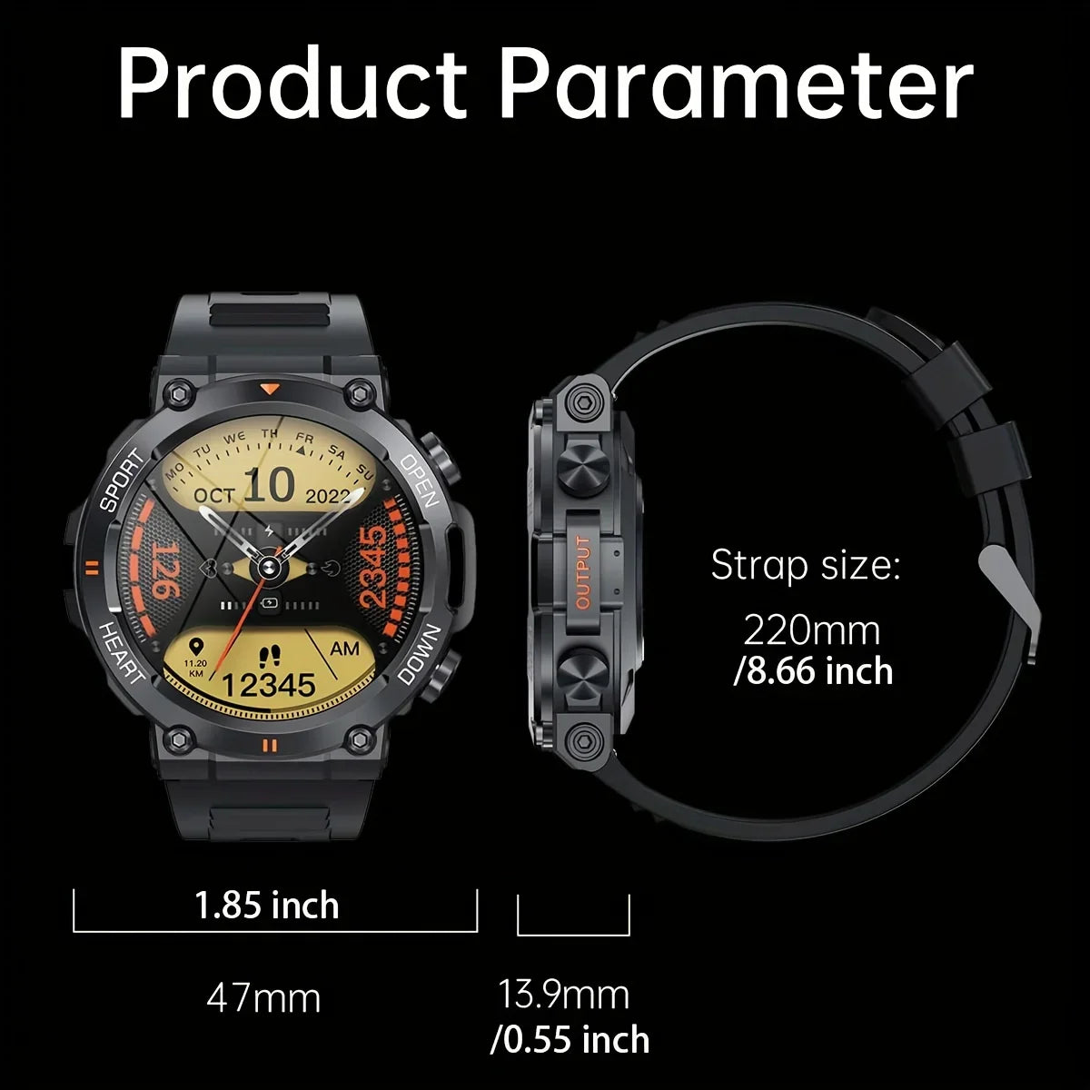 RogueX™ Outdoor Smartwatch for Men – Skull Design & Multi-Sport Tracking
