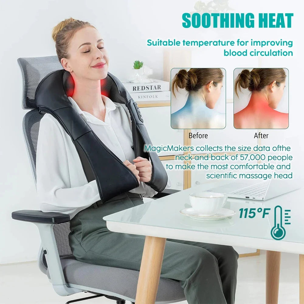 MassagePro™ Shiatsu Neck & Shoulder Massager – Heated Pain Relief