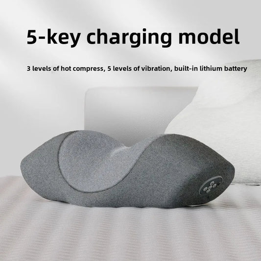 Vibrating Heated Neck Massage Pillow with 5 Levels Vibration
