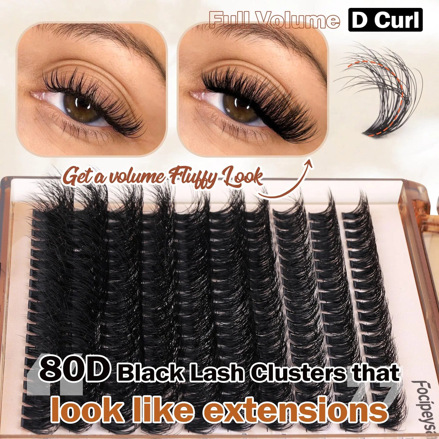 Focipeysa Eyelash Extension Kit, 200pcs 80D Mink Fur False Eyelashes, 10-18mm DIY Lash Clusters, Matte Black, Vegan, Cruelty Free, Includes Lash Bond & Remover, Tweezers 100C