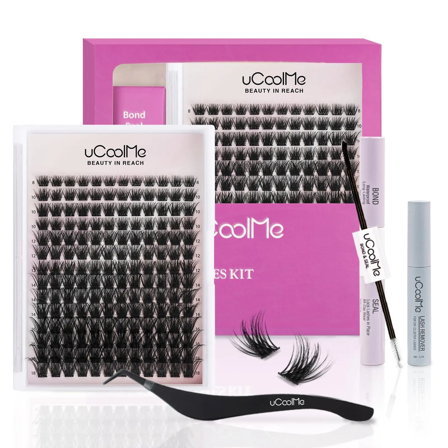 Venus Lash Clusters Kit 5-16mm False Eyelashes Clusters-Eyelash Clusters Natural Lashes DIY Lash Extensions Kit -Fake Eyelashes Clusters Wispy Lash Clusters with Invisible Lash Band & Bottom Lashes Venus-Kit