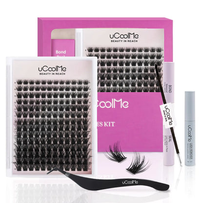 Venus Lash Clusters Kit 5-16mm False Eyelashes Clusters-Eyelash Clusters Natural Lashes DIY Lash Extensions Kit -Fake Eyelashes Clusters Wispy Lash Clusters with Invisible Lash Band & Bottom Lashes Venus-Kit